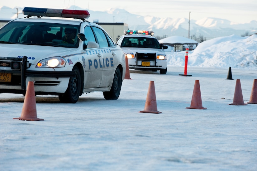 Anchorage police recruits hone emergency vehicle driving skills at JBER