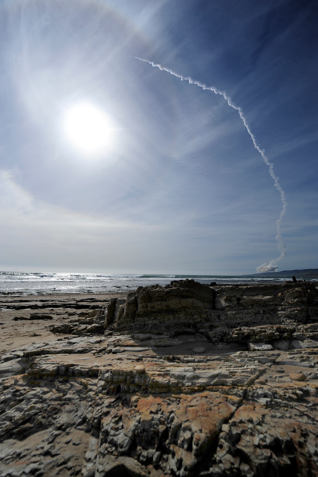 VANDENBERG AIR FORCE BASE, Calif.-- Team Vandenberg launched a United Launch Alliance Delta IV Medium+ (5,2) from Space Launch Complex-6 here at 4:12 p.m. PDT Tuesday, April 3, 2012. The launch was the Department of Defense's first-ever Delta IV Medium launch vehicle configured with a 5-meter payload fairing and two solid rocket motors. (U.S. Air Force photo/Staff Sgt. Andrew Satran) 

 