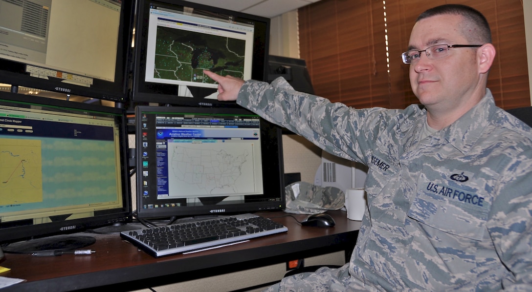 Tech. Sgt. Michael Griesemer was selected as the top weather NCO in Air Force Reserve Command for 2011, officials announced. Griesemer has been a reservist at the 932nd Airlift Wing for two years and  is assigned to the 12th Operational Weather Flight at Scott Air Force Base. Prior to joining the 932nd AW, Griesemer served 11 years on active duty as a weather specialist. He will represent AFRC at the Air Force level competition. (U.S. Air Force photo/Tech. Sgt. Dan Oliver)  