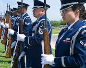 Members of the Joint Base San Antonio - Randolph Honor Guard particiate in a wreath-laying cermony at the Missing Man Monument. The ceremony was held during the Freedom Flyer Reunion March 30 at Joint Base San Antonio-Randolph. (U.S. Air Force Photo by Benjamin Faske)