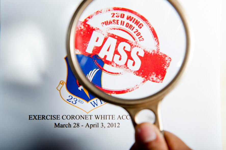 The 23d Wing wrapped up a phase II operational readiness inspection April 1, earning a grade of satisfactory, which indicates performance or operations meet mission requirements. The inspection was a culmination of six phase II operational readiness exercises and nine months of preparation. Moody leadership extends their deepest appreciation to all the Airmen and families for their professionalism and support. (U.S. Air Force photo by Staff Sgt. Jamal D. Sutter/Released)