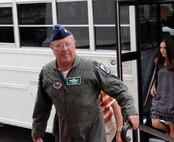 Retired Lt. Col. Lauren Lengyel, freedom flyer 55, arrives at the Joint Base San Antonio- Randolph theater to attend the 15th annual POW/MIA Symposium March 30. (U.S. Air Force Photo by Don Lindsey)