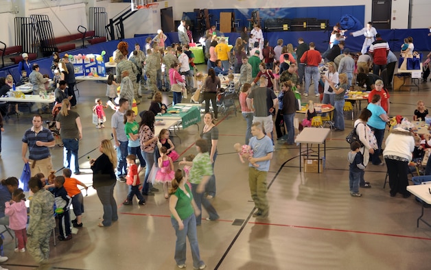 Visitors crowd Liberty Square on Grand Forks Air Force Base, N.D., for the Beautiful Child Photo Shoot and Activity Fair on April 3, 2012. (U.S. Air Force photo/Tim Flack)