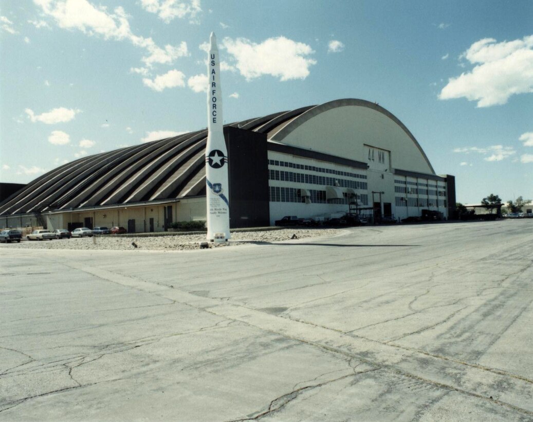 The inactivation of the 44th Missile Wing, at one time whose headquarters was in the Pride Hangar, brought a close to a key chapter in the history of Ellsworth Air Force Base, S.D., a time of heightened vigilance during the Cold War that began 1962. 
(U.S. Air Force courtesy photo)
