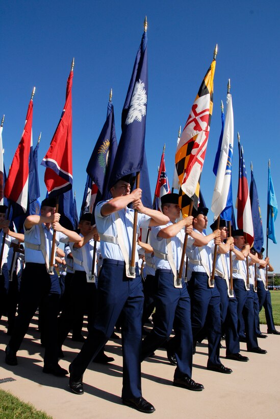 Airmen proudly march in a parade during Sheppard Air Force Base's Change of Command ceremony in 2010. 