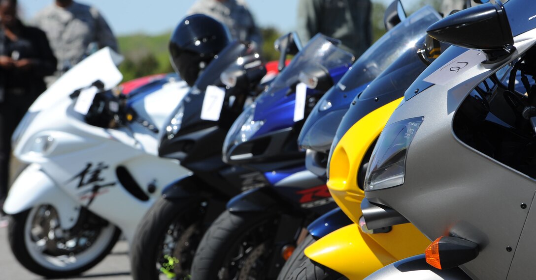 Langley personnel display their motorcycles during the 30th Intelligence Squadron’s motorcycle safety rally at Langley Air Force Base, Va., March 26, 2012. The event featured safety briefings, information about rules and regulations, and prizes for best show bikes in various categories. (U.S. Air Force photo by Airman 1st Class Austin Harvill/Released)