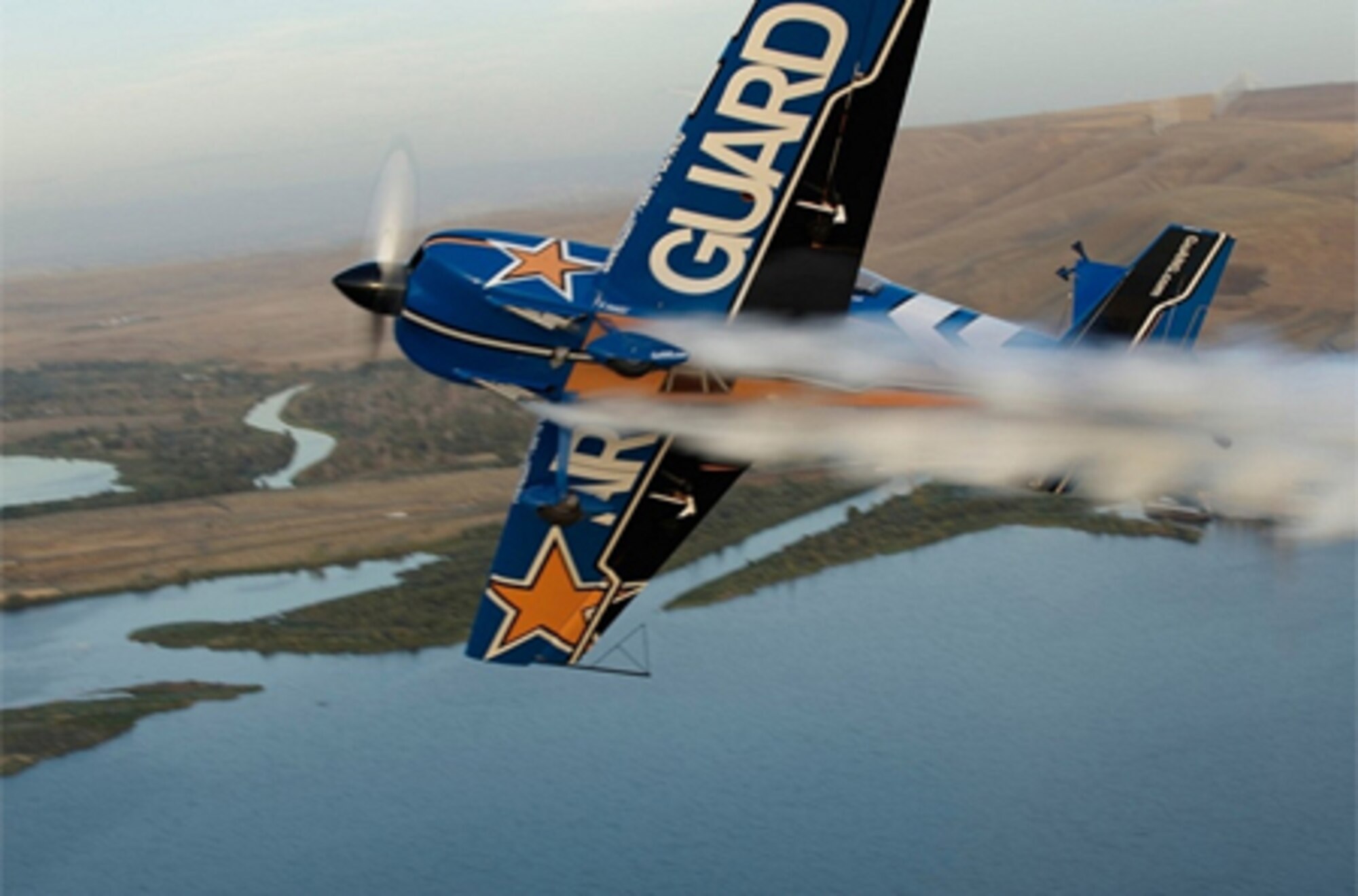 Air National Guard sponsored, aerobatic pilot John Klatt, is among the many performers and aerial events scheduled for the 139th Airlift Wing Open House and Sound of Speed Air Show, May 5-6 at Rosecrans Memorial Airport, St. Joseph, Mo. (Photo courtesy of John Klatt Air Shows.)