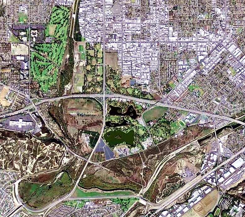 Aerial view of Whittier Narrows Dam