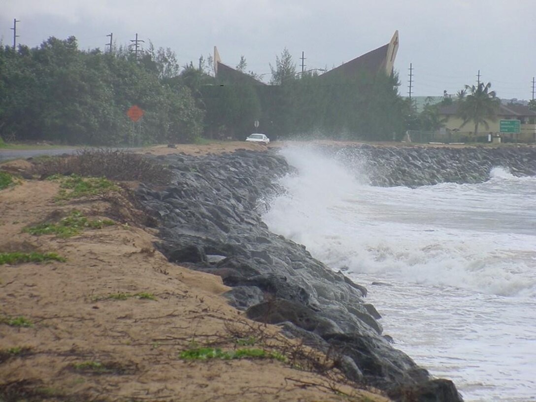 View facing east at Kekaha Shore Protection project site. 
