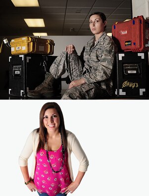 Senior Airman Ashley LaValley, 22nd Aircraft Maintenance Squadron guidance and controls journeyman, portrays the modern day “Rosie the Riveter” by being one of three women in her current assignment, the 22nd AMXS Atlas support flight, along with 48 men who perform the same duties March 30, 2012, McConnell Air Force Base, Kan. As a third generation Air Force female, LaValley not only carries on family military tradition but also the love of baking and crafting. (U.S. Air Force photo/Senior Airman Courtney Witt) 

