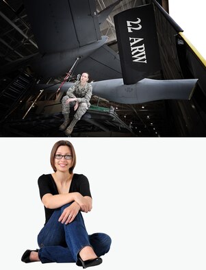 Airman 1st Class Tasha Brady, 22nd Aircraft Maintenance Squadron hydraulic systems apprentice, portrays the modern day “Rosie the Riveter” by being one of only three females at McConnell who perform this job March 30, 2012, McConnell Air Force Base, Kan. Challenged daily by the weight of the hydraulics toolbox, Brady continues perform her Air Force job while maintaining her full-time position as wife and mother of a five year old. (U.S. Air Force photo/Senior Airman Courtney Witt) 

