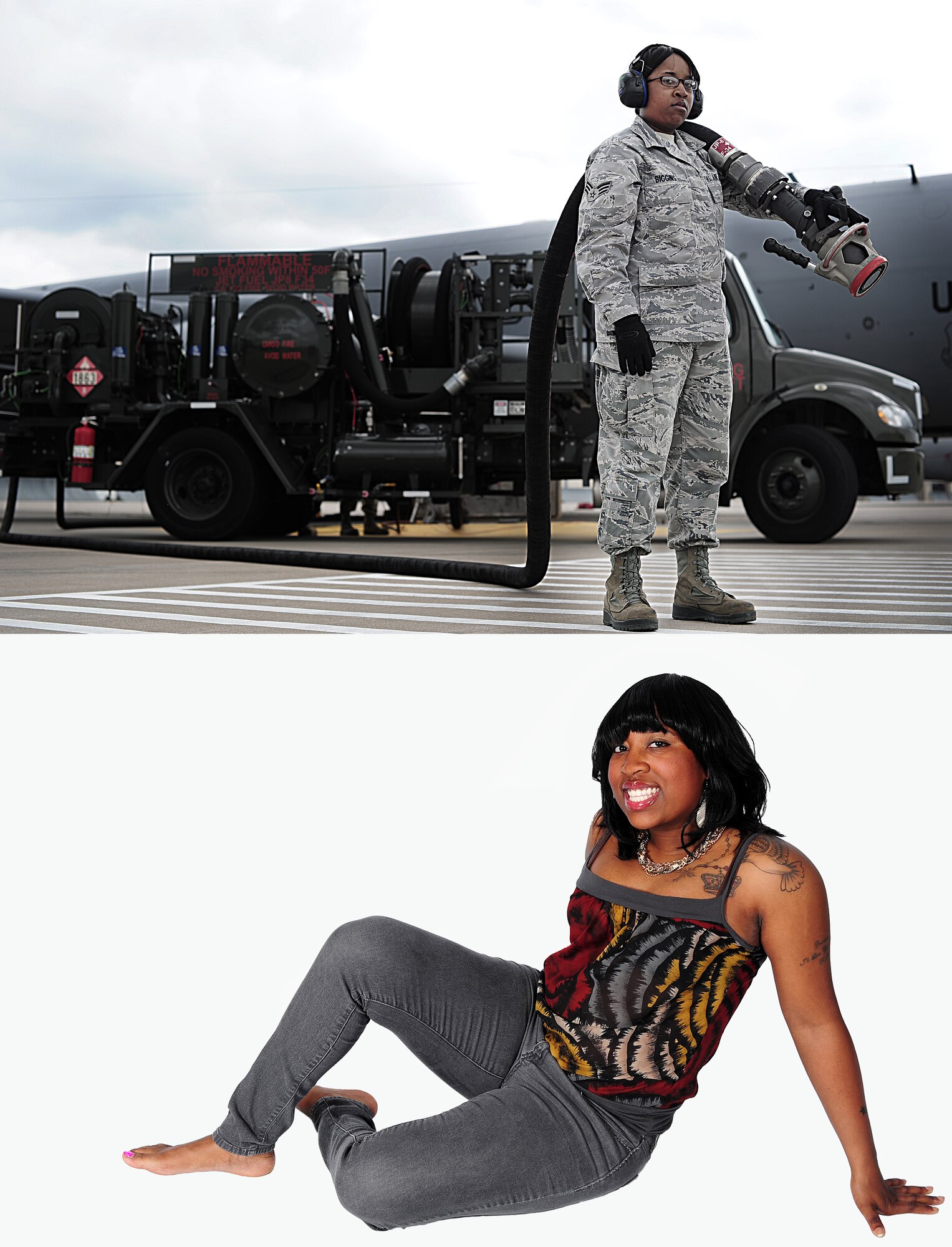 120330-F-QH266-100
Senior Airman Victoria Biggins, 22nd Logistic Readiness Squadron fuels apprentice, portrays the modern day “Rosie the Riveter” by currently being the only female in McConnell’s petroleum, oil and lubricant shop March 30, 2012, McConnell Air Force Base, Kan. Life as a fuels apprentice can be physically and emotionally demanding, but Biggins finds relief off-duty by indulging in retail therapy and spending quality time with her puppy, London. (U.S. Air Force photo/ Senior Airman Courtney Witt)