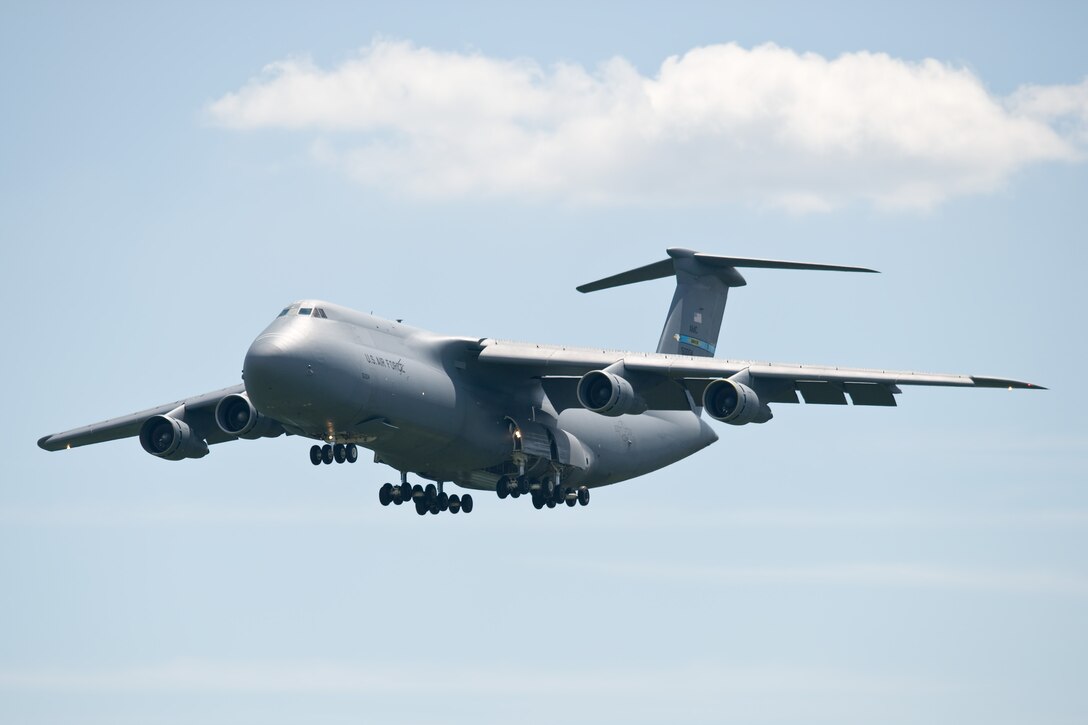 The last C-5B mission for the 709th Airlift Squadron came to an end on Dover Air Force Base, Del., April 5, 2012. The Reserve C-5 unit will now fly C-5M models. (U.S. Air Force file photo/Roland Balik) 
