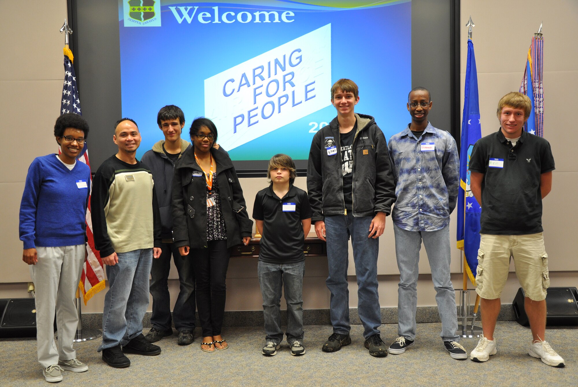 Students from Wheatland and Bear River high schools attend the Caring For People Forum at Beale Air Force Base, Calif., March 30, 2012. The students took part in a focus group which addressed Youth Programs and Support concerns. (U.S. Air Force photo by Staff Sgt. Robert M. Trujillo/Released) 