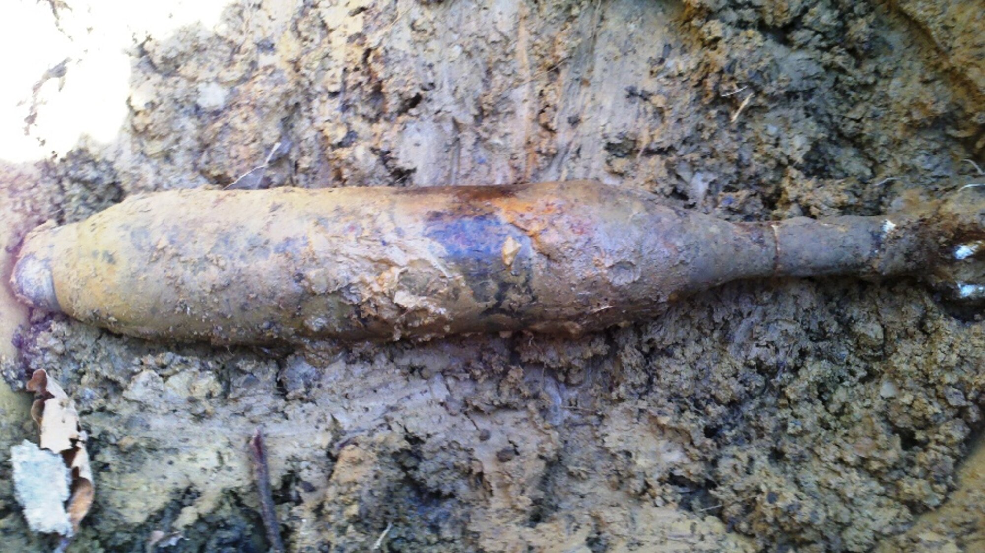 An 81-mm mortar was found at Arnold AFB Feb. 27. Workers from subcontractor Bay West use a small charge to detonate unexploded ordnance found during the remedial investigation phase of the Military Munitions Response Project ongoing at the base. (Photo provided)