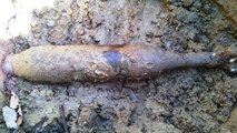 An 81-mm mortar was found at Arnold AFB Feb. 27. Workers from subcontractor Bay West use a small charge to detonate unexploded ordnance found during the remedial investigation phase of the Military Munitions Response Project ongoing at the base. (Photo provided)
