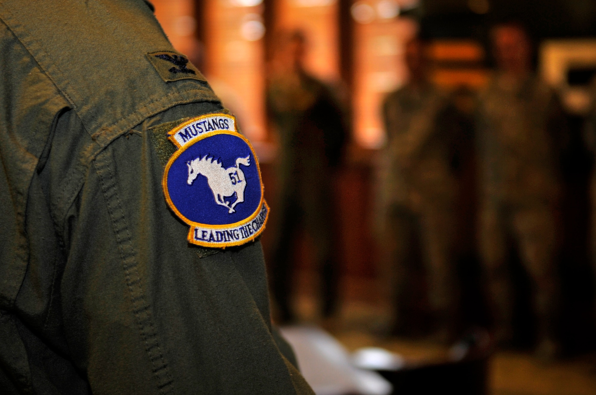 Col. Patrick McKenzie, 51st Fighter Wing commander from Osan Air Base, Republic of Korea, visited Wolf Pack Airmen at the Loring Club, on Kunsan Air Base, ROK, April 6, 2012, to thank them for their hard work following an Air Force F-16 Fighting Falcon crash near Kunsan AB in March. 