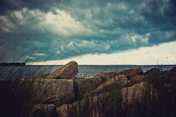 Storm clouds roll in blanketing the sky over Post’l Point April 5 at Eglin Air Force Base, Fla.  The storm brought a quick, but heavy downpour of rain to the base.  (U.S. Air Force photo/Samuel King Jr.)