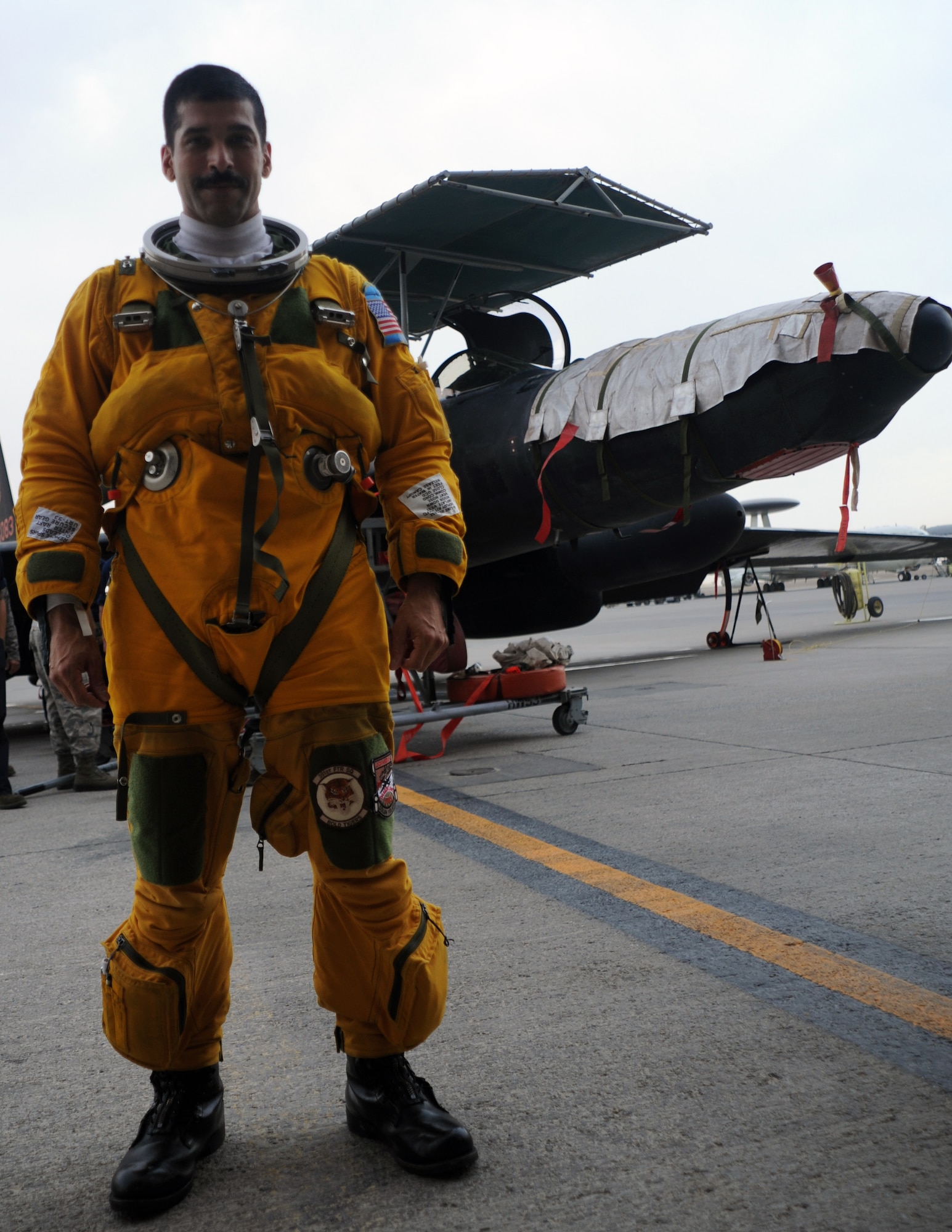 SOUTHWEST ASIA - Lt. Col. Alberto, 380th Expeditionary Operations Group deputy commander, reached 1,000 flight hours in the U-2 April 1, 2012. He's deployed from Beale Air Force Base, Calif. For security reasons, U-2 pilots can only be identified by their first names. (U.S. Air Force photos/Staff Sgt. J.G. Buzanowski)