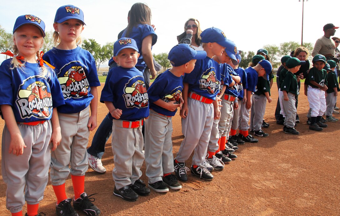 Twentynine Palms Little League teams are introduced during the league’s opening ceremony April 7, 2012.