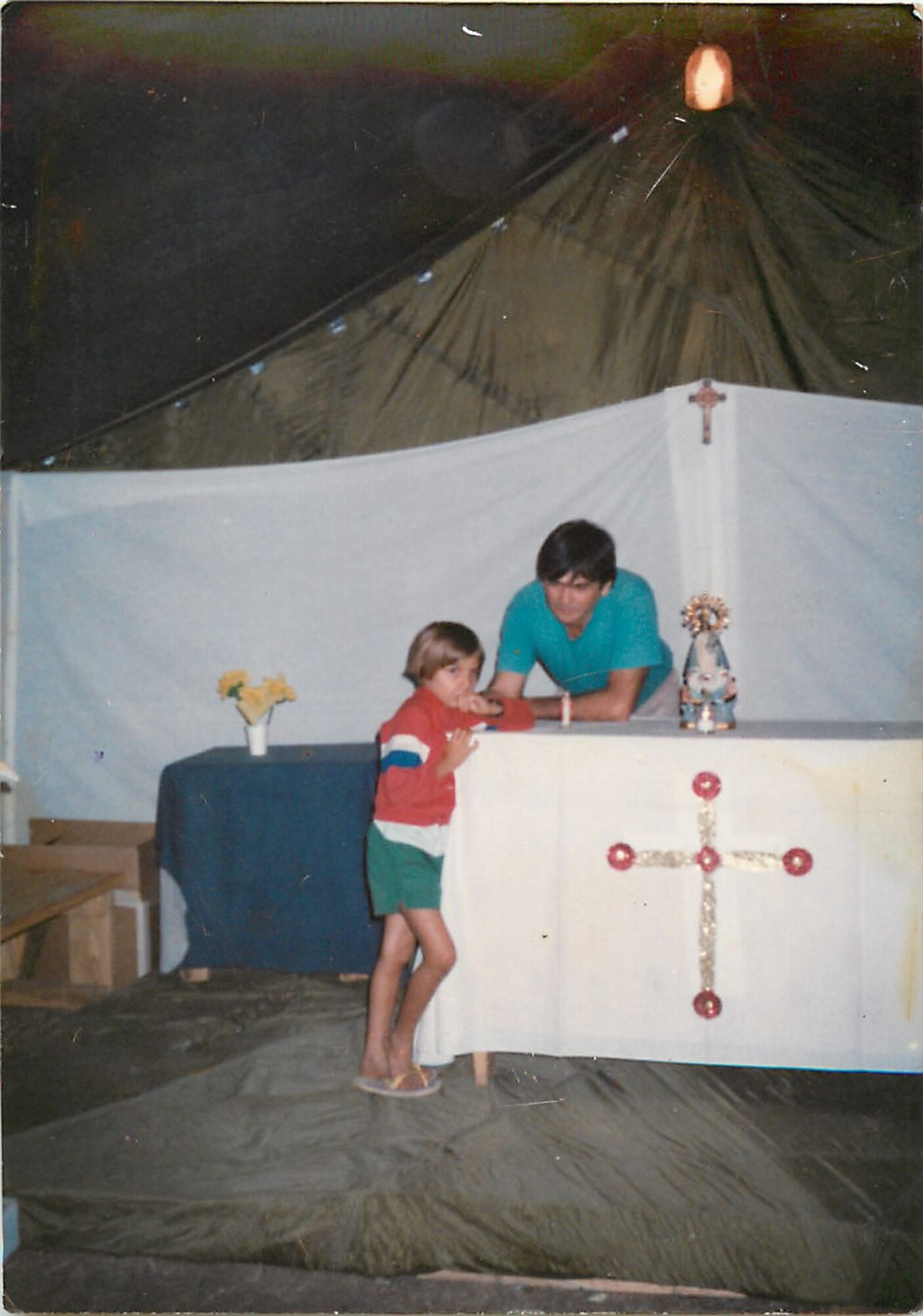 Airman 1st Class Lizandra Montero, 325th Air Control Squadron pilot simulator driver, speaks with a chaplain at Guantanamo Bay. (U.S. Air Force courtesy photo)