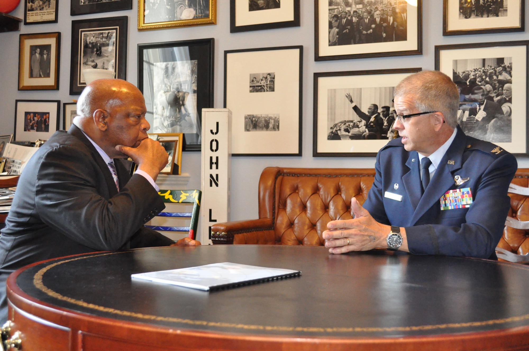 Col. Timothy E. Tarchick, commander of the 94th Airlift Wing meets with Representative John Lewis, one of the members of Georgia’s Congressional Delegation during his annual visit to Capitol Hill, March 28-29. (U.S. Air Force photo/Lt. Col. James R. Wilson)