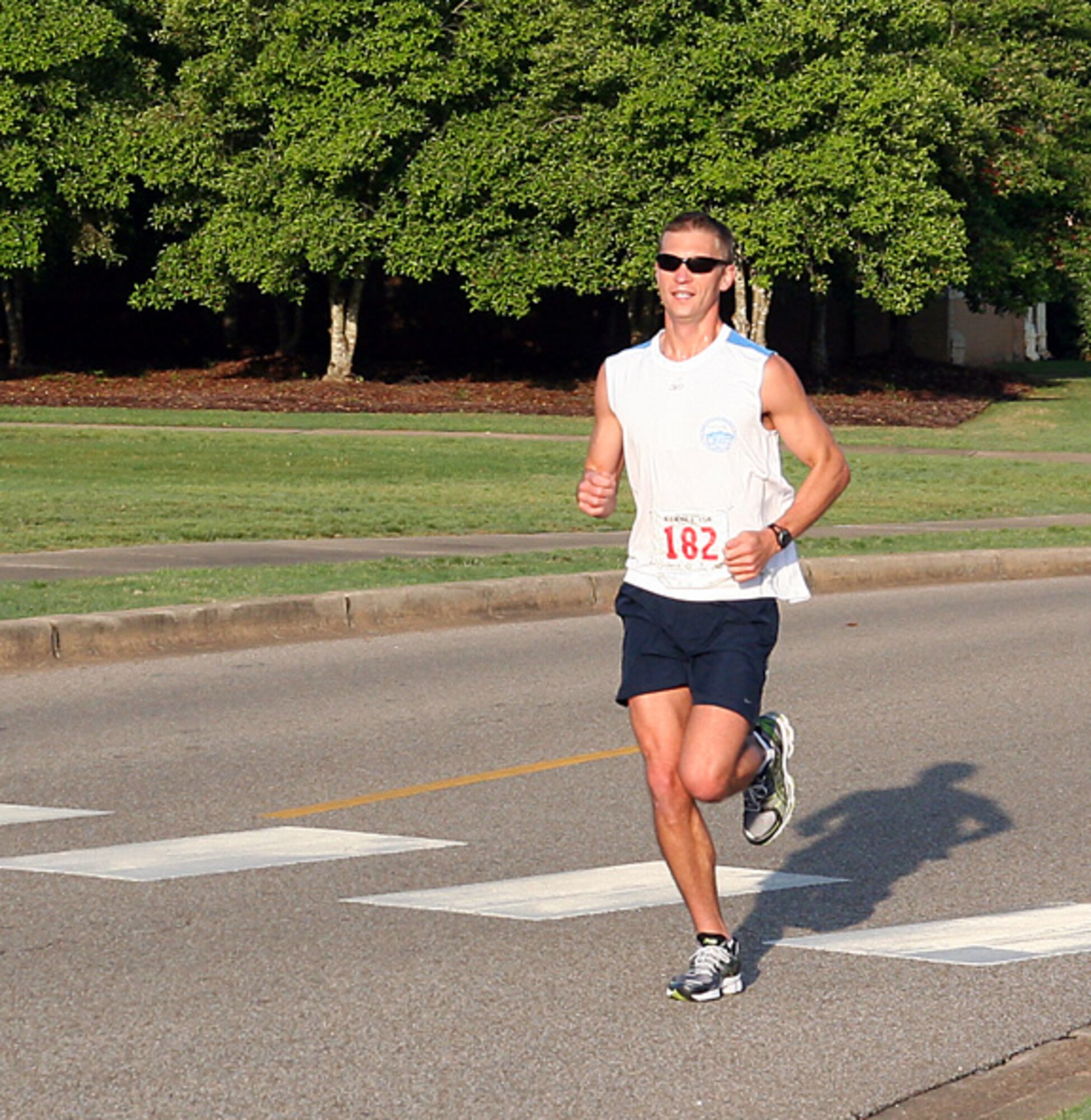 A participant nears the half-way point of the Heritage of Air Power Kenney 15K race, here, April 6. (Photo by Kelly Deichert)