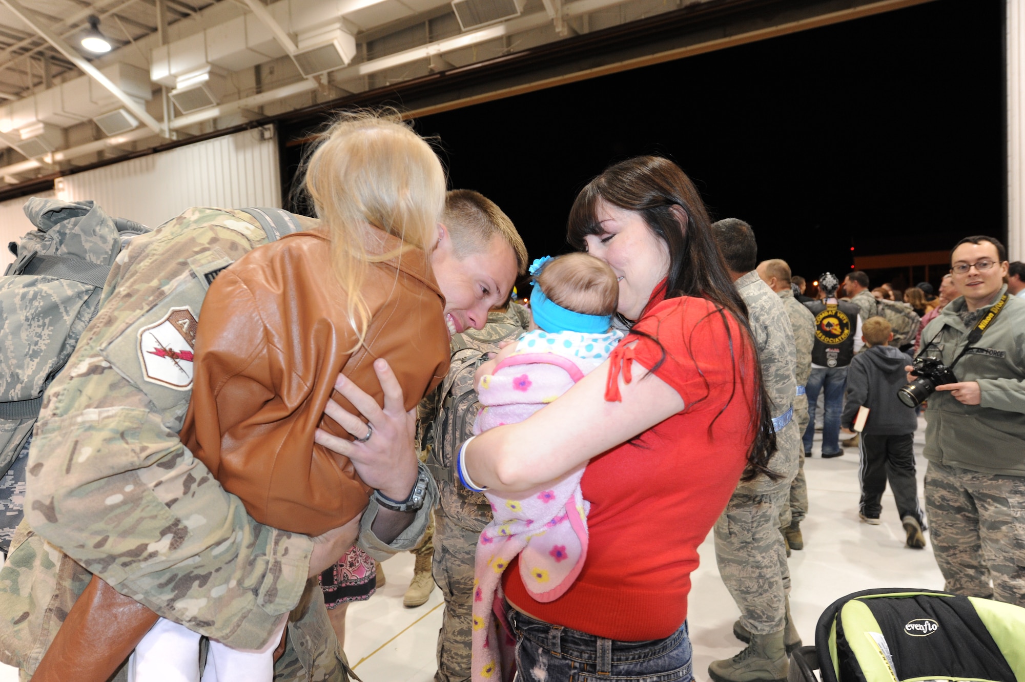 Nearly 300 reservists from the 442nd Fighter Wing at Whiteman Air Force Base, Mo., and a geographically separated unit at Barksdale AFB, La., returned from a 90-day deployment to Afghanistan, April 11, 2012. The 442nd Fighter Wing is an A-10 Thunderbolt II Air Force Reserve unit at Whiteman Air Force Base, Mo. (U.S. Air Force photo/Staff Sgt. Danielle Johnston)