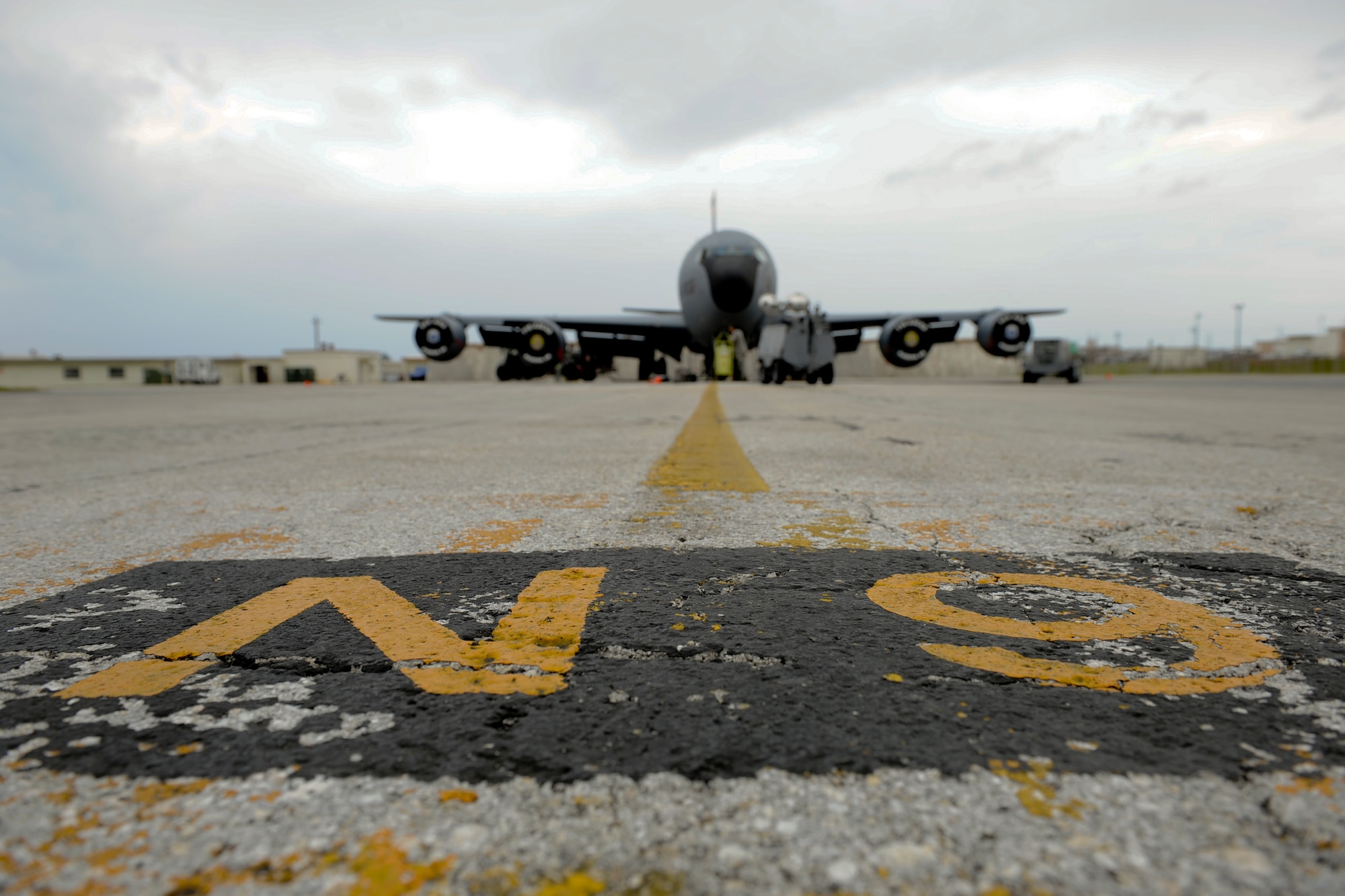A U.S. Air Force KC-135 Stratotanker refueling aircraft is refueled on Kadena Air Base on April 5, 2012. The KC-135 Stratotanker provides the core aerial refueling capability for the United States Air Force and has excelled in this role for more than 50 years. (U.S. Air Force photo by Airman 1st Class Brooke P. Beers/Released)