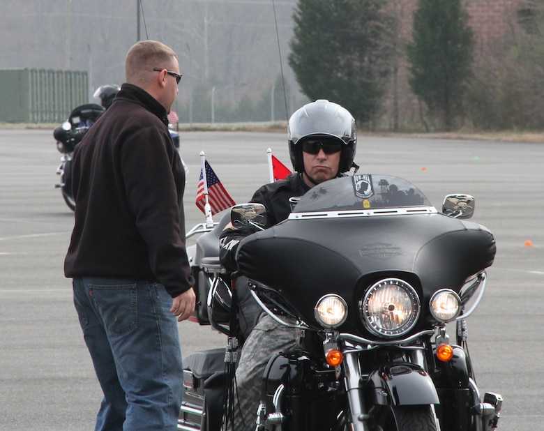 QUANTICO, Va. — "Look all the way through the curve," an instructor for the Motorcycle Safety Federation tells Command Sgt. Michael Buxbaum, U.S. Army Corps of Engineers Command Sgt. Major, during the Basic Riders Course II March 16 at Marine Corps Base Quantico.