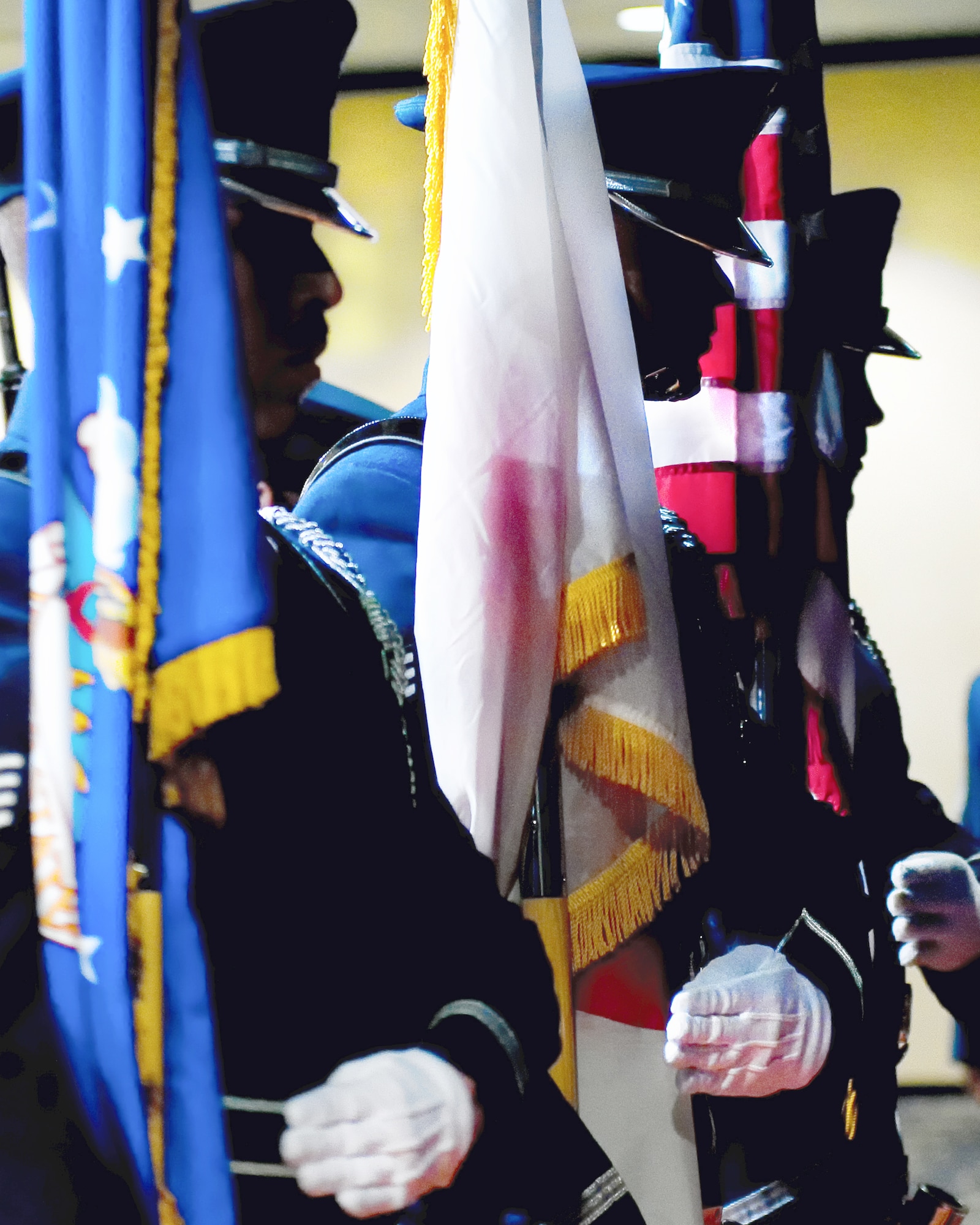 YOKOTA AIR BASE, Japan -- Yokota Air Base Honor Guard members post the colors during Team Yokota's First Quarterly Awards ceremony at Yokota Air Base, Japan, April 12, 2012. The Honor Guard performs various military ceremonial traditions throughout the year. (U.S. Air Force photo/Osakabe Yasuo)  