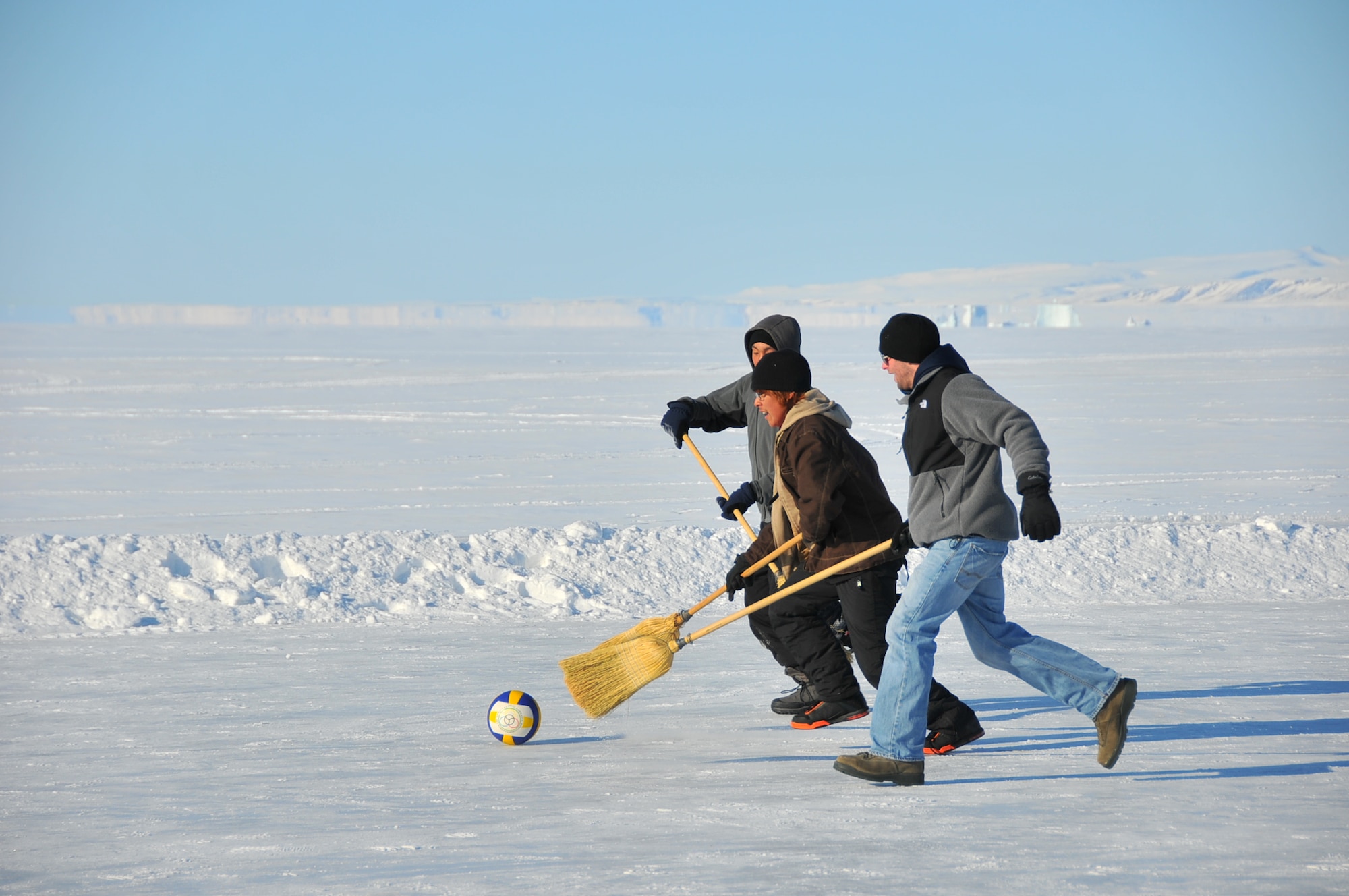 THULE AIR BASE, Greenland - Thule Air Base celebrated Armed Forces Day April 7-8 by inviting native Greenlandic residents to the base, some who traveled up to three days to attend the celebration. Most of the events took place on the frozen Arctic Ocean and included mukluk hockey, dog sled races, sled races, kettle curling and helicopter rides provided by a Greenlandic aviation company, and concluded with a native craft sale.
While many of the hunters come to Thule each year for the celebration, it was a once in a lifetime opportunity for the Airmen assigned to the Department of Defense’s most remote installation, and allowed the Airmen to learn about their culture and share a special Easter weekend with their Arctic neighbors. (U.S. Air Force photo/Senior Airman Zhenhua Xie)
