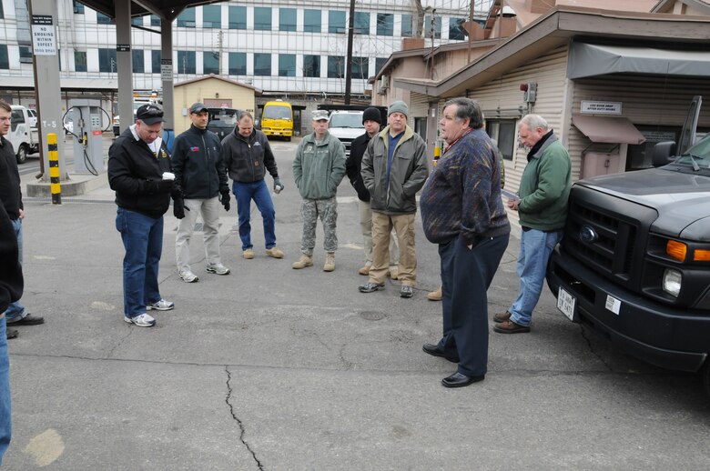 Ken Pickler, Chief of the U.S. Army Corps of Engineers Far East District Transportation Branch, briefs members of Pacific Ocean Division-Forward before departing for Daegu to support Key Resolve 2012.