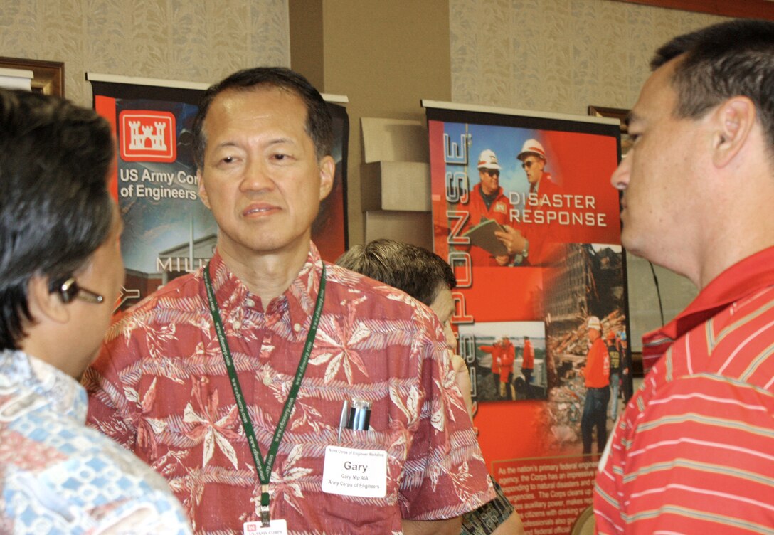 Honolulu District employees man a U.S. Army Corps of Engineers Boot at the 16th Annual U.S. Army Corps of Engineers Workshop.