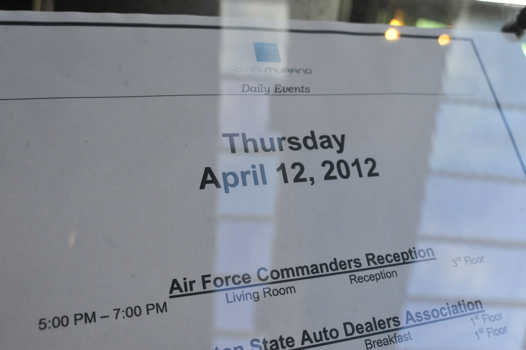 The Tacoma-Pierce County Chamber of Commerce hosted an Air Force Commanders Reception April 12, 2012, at Hotel Murano in Tacoma, Wash., as a way to introduce Col. Wyn Elder, 62nd Airlift Wing commander, Col. Bruce Bowers, 446th Airlift Wing commander, and Col. Peter Stavros, Western Air Defense Sector commander, to civic leaders of the communities where their Airmen live in. (U.S. Air Force photo/Staff Sgt. Frances Kriss)