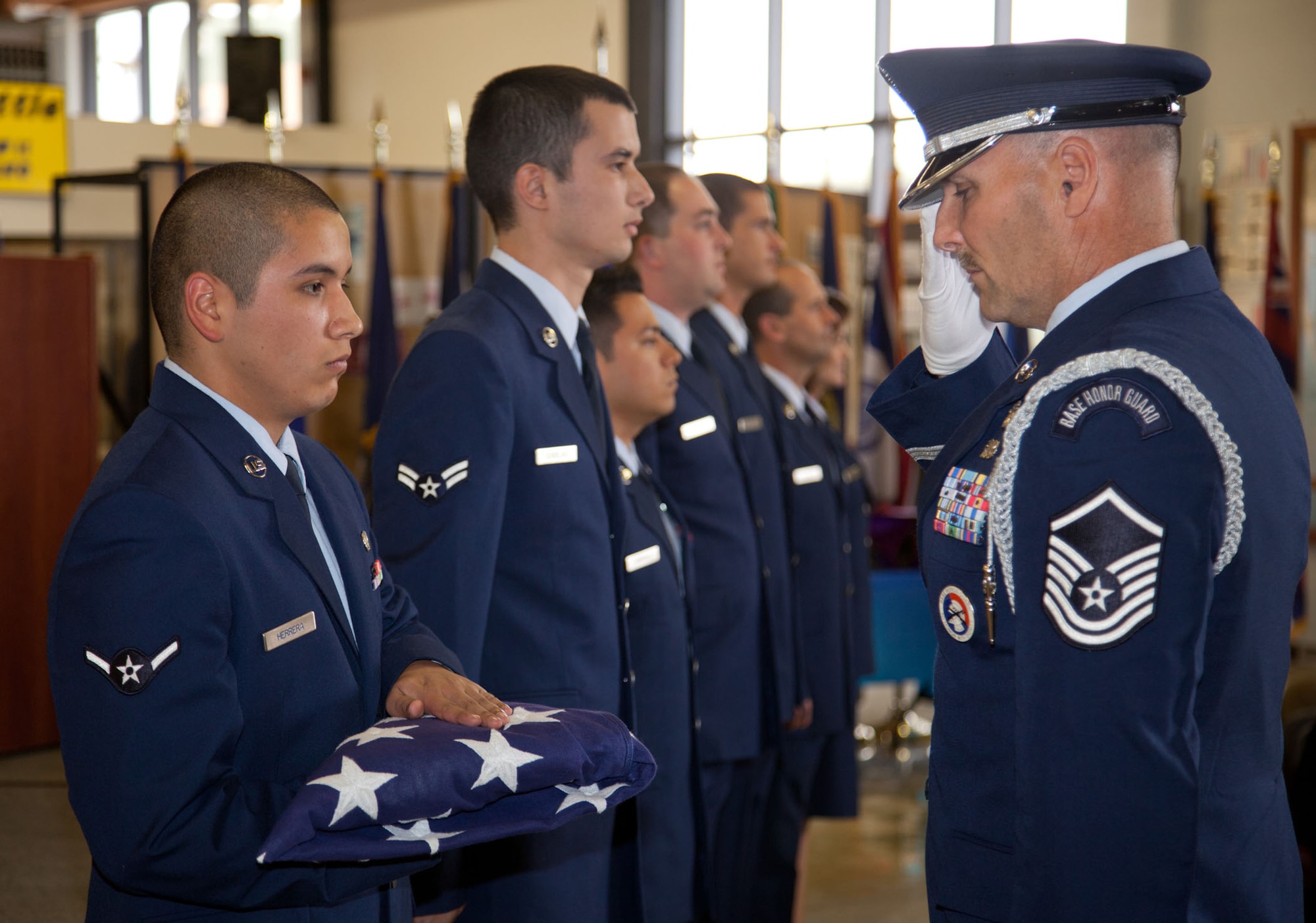 TRAVIS AIR FORCE BASE, Calif. -- Family and friends of Senior Master Sgt. David Raymond celebrate his 40 years of service in the U.S. Air Force Reserve at a retirement ceremony at Travis Air Force Base, Calif., April 11, 2012. Maj. Gen. Frank J. Padilla, Deputy Inspector General of the Air Force, presided over the ceremony honoring Raymond’s legacy as a C-5 Galaxy flight engineer with the 312th Airlift Squadron, 349th Air Mobility Wing.  Raymond began his military career as a C-141 loadmaster at Travis AFB during the Vietnam War. (U.S. Air Force photo / Lt. Col. Robert Couse-Baker)
