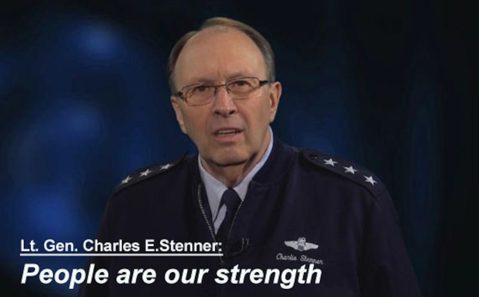 Lt. Gen. Charles E. Stenner, Jr., chief of the Air Force Reserve and commander, Air Force Reserve Command, discusses the force structure announcement and the potential impact to the Air Force and the Air Reserve Component in a video message released April 13, 2012. The general talked about the planned reductions in Air Force Reserve and the potential changes to the Total Force. (U.S. Air Force graphic/Philip Rhodes)
