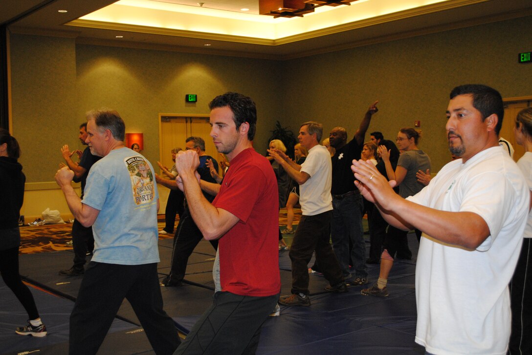 SANTA ROSA, Calif. — U.S. Army Corps of Engineers park rangers participated in defensive tactics training April 4, 2012. Most of the 16 million visitors who enjoy recreation sites within the Corps' South Pacific Division are peaceful, but tragic news stories about the killing of rangers, like National Park Service Ranger Margaret Anderson who was gunned down while on duty at Rainier National Park, serve as a solemn reminder that the work rangers do can be dangerous.
