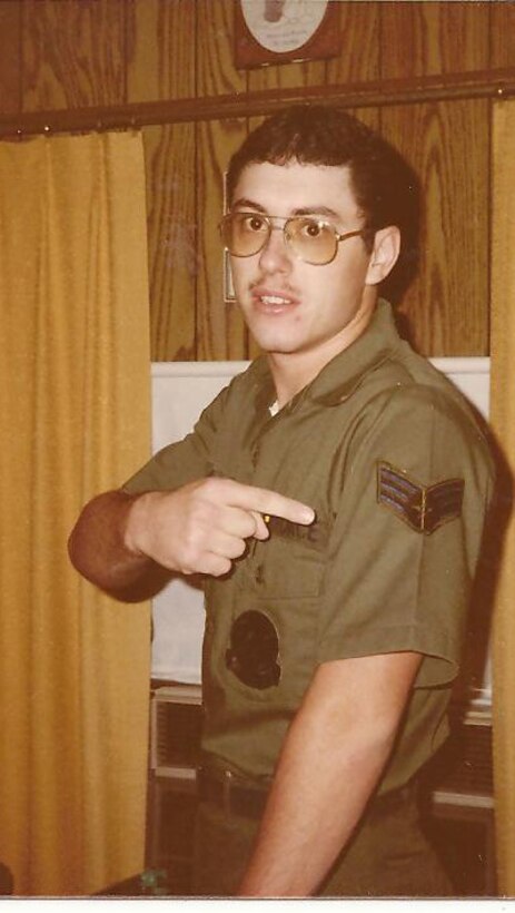 A proud Dan Asher ( in the early 1980s) shows off his stripes. Chief Master Sgt. Dan Asher retires from the 932nd Airlift Wing this month, capping a 30-year military career. (Courtesy photo)