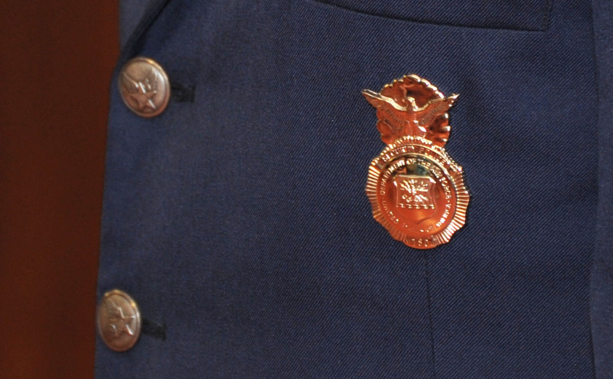 MACDILL AIR FORCE BASE, Fla. -- The Security Forces Badge is known throughout the military as a symbol of professionalism.  Worn by Air Force security forces since the early 1960s, the shield was on display at the 927th Security Forces assumption of command ceremony held here recently.  (Official U.S. Air Force Photo by Staff Sgt. Shawn Rhodes)