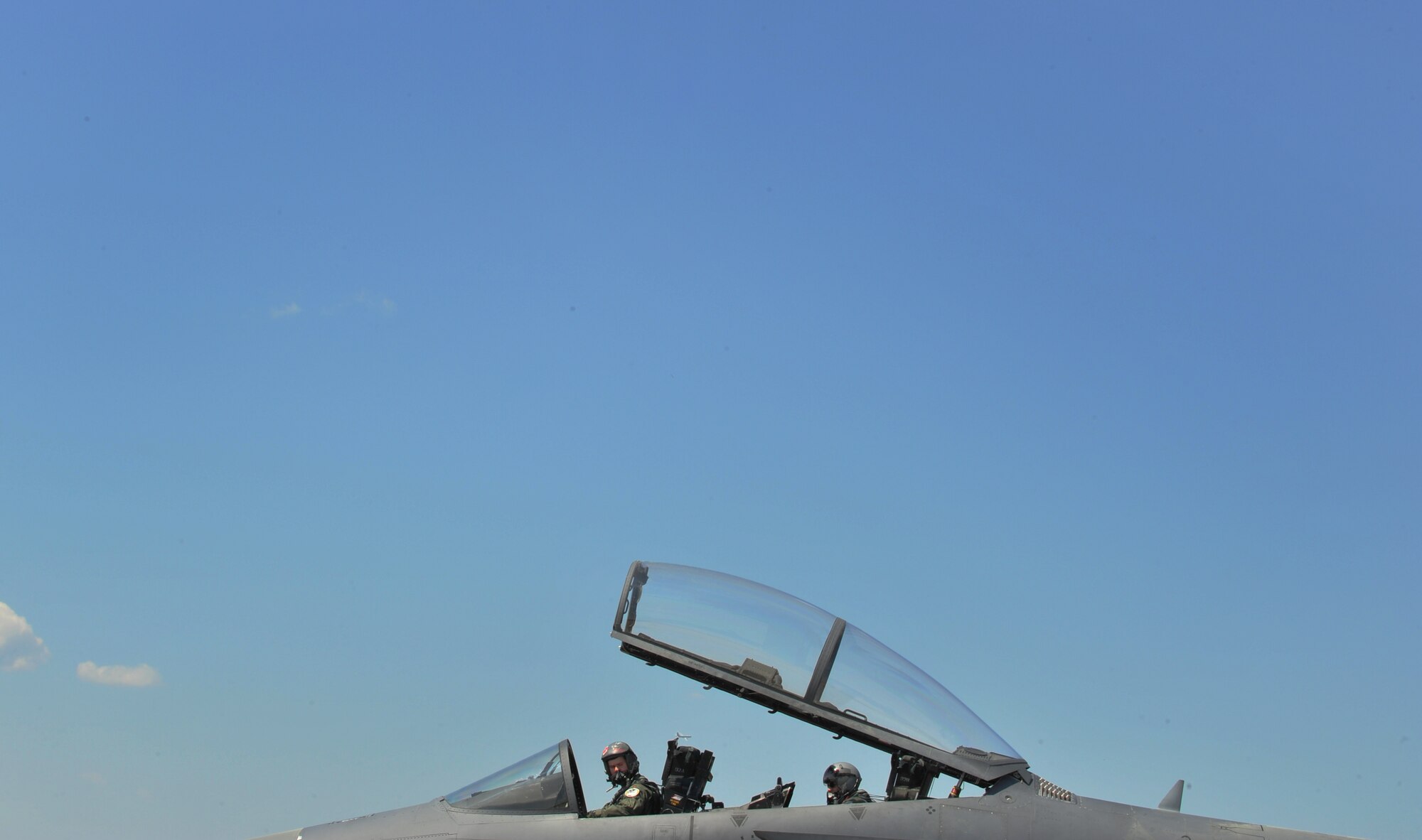 F-15E Strike Eagle pilots from the 4th Fighter Wing prepare for take off April 13, 2012,, at Seymour Johnson Air Force Base, N.C. Airmen at the base have been preparing for Mustang Mayhem, a training mission to launch 70 F-15E Strike Eagles that will destroy more than 1,000 targets on bombing ranges across North Carolina to pay homage to their history in World War II. (U.S. Air Force photo/Staff Sgt. Elizabeth Rissmiller)