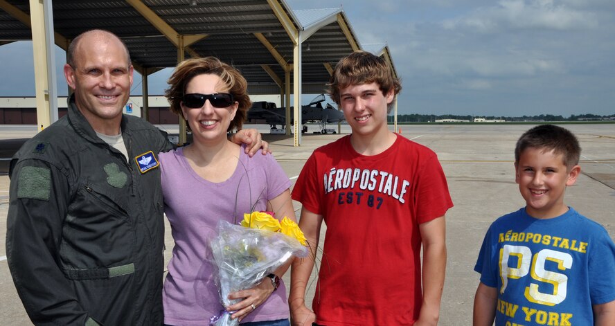 Lt. Col. Brian Vandiviere, Air Force Reserve Command Branch Chief for A-10 training and tactics, went on his final A-10 flight with the 442nd Fighter Wing, April 14, 2012. He was greeted by friends,  family and coworkers upon return. The 442nd Fighter Wing is an A-10 Air Force Reserve unit at Whiteman Air Force Base, Mo. (U.S. Air Force/Senior Airman Wesley Wright)