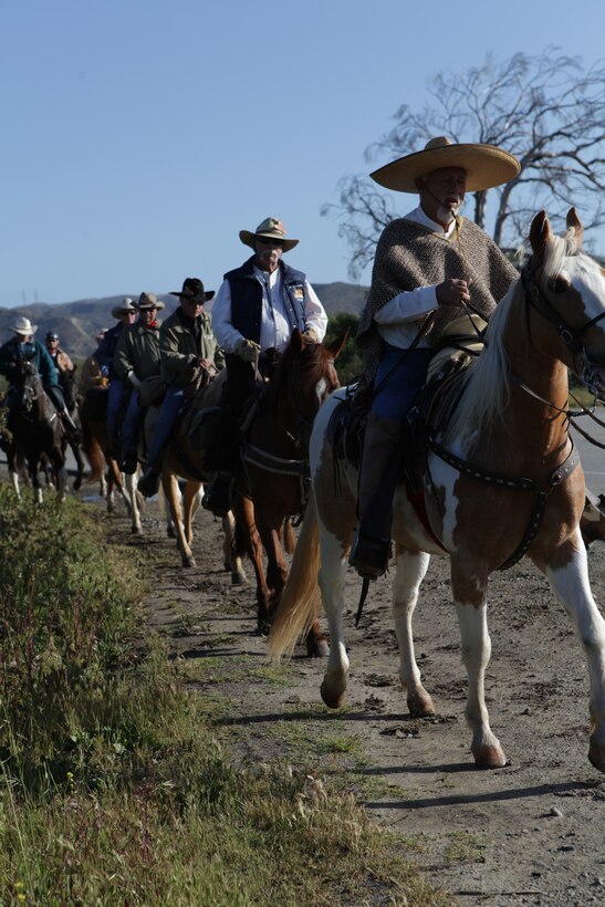 Horseback riders with the De Anza Trail Caballeros depart from Rancho Las Flores to begin their six-day trail ride, April 14. The 74th Annual De Anza Trail Caballeros Ride allows riders to disconnect from their daily routine and reconnect with the solitude of the outdoors, while experiencing 200 miles of historical trails.