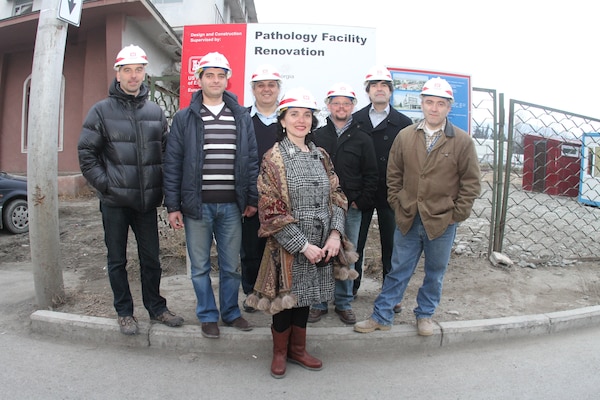 TBLISI, Republic of Georgia — Teammates from the U.S. Army Corps of Engineers Europe District's Caucasus Resident Office, pause for a photo at the pathology lab renovation here, Feb. 29, 2012.