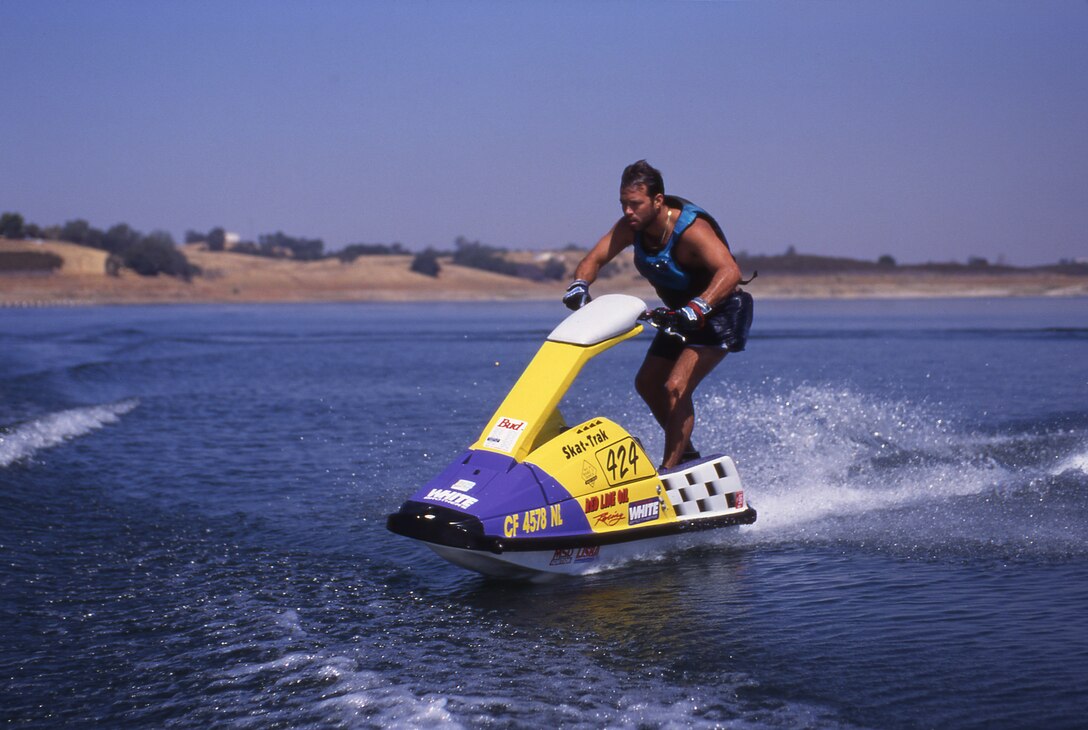 A boater enjoying his personal watercraft at New Hogan Lake.