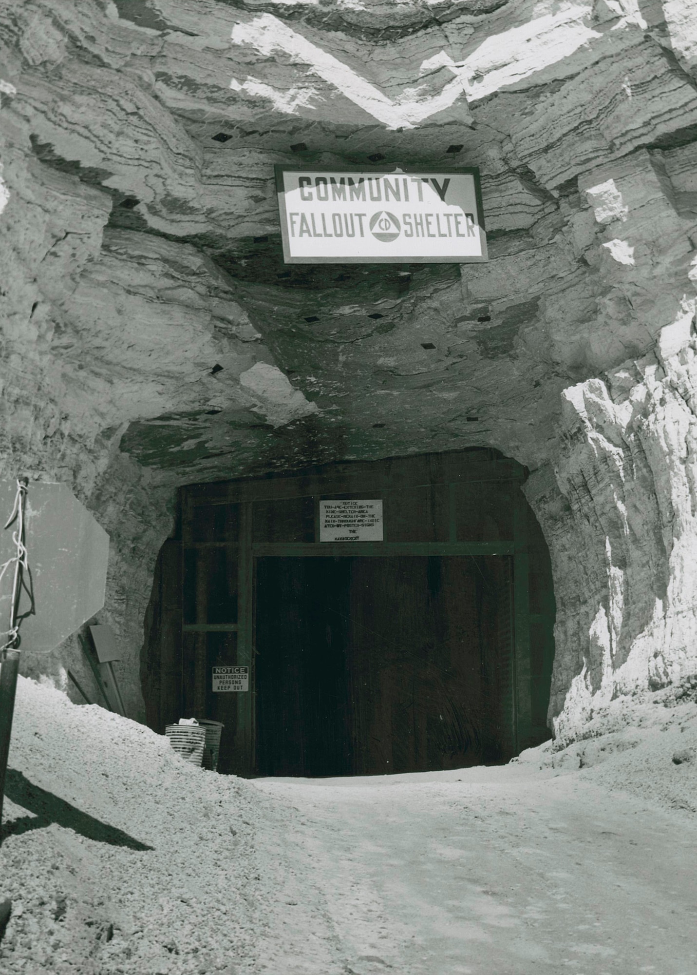 During the Cold War, approximately 100 volunteers readied a community fallout shelter, located in the Borax Mine, approximately 12 miles from Edwards and equipped it with enough water, food and medical services for 17,000 people. Also in the shelter was an emergency command post. (Courtesy Photo)