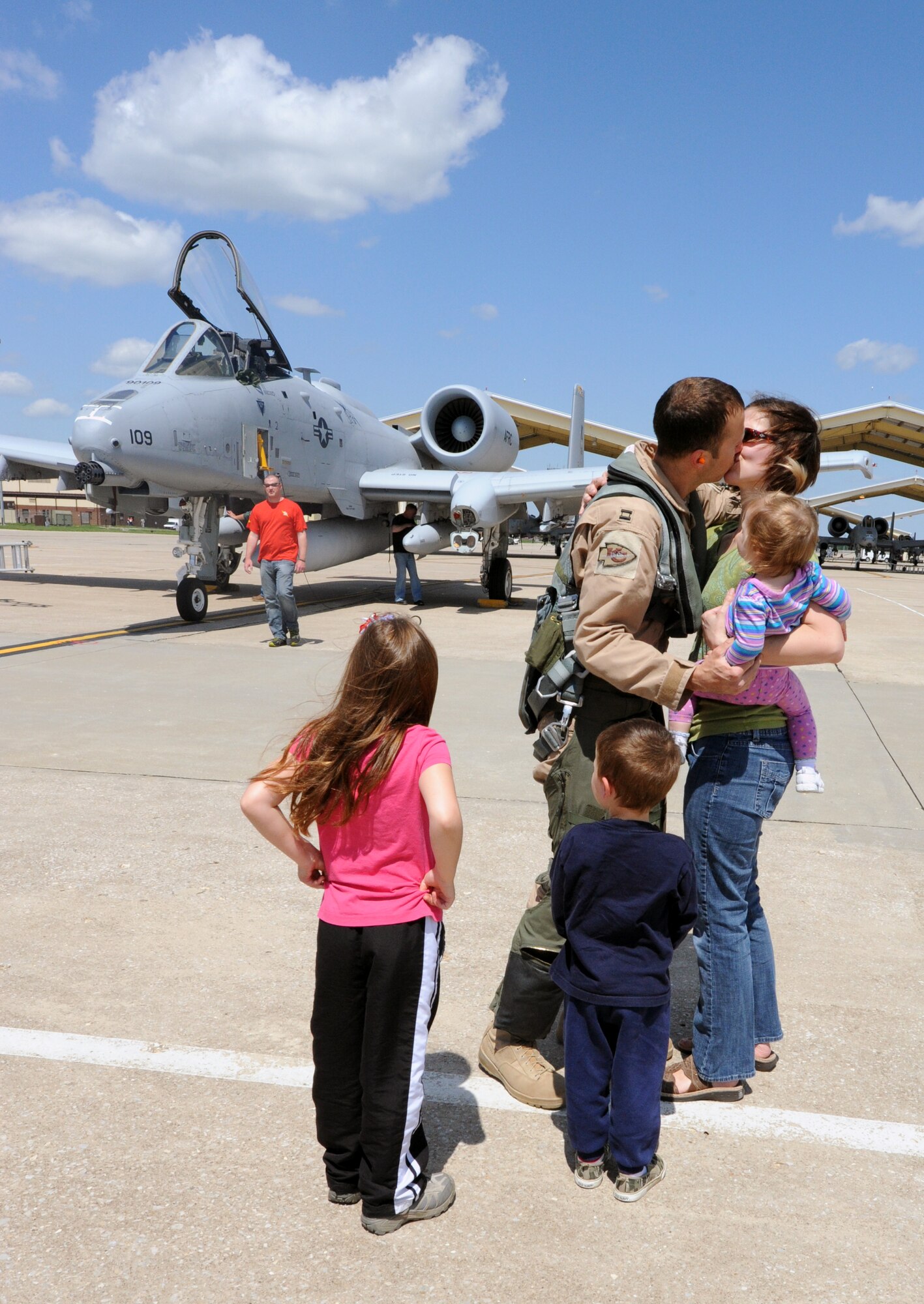 Capt. Lance Orr, 303rd Fighter Squadron A-10 Thunderbolt II pilot, returns from Afghanistan April 17, 2012. The 303rd FS is part of the 442nd Fighter Wing, an Air Force Reserve unit at Whiteman Air Force Base, Mo. (U.S. Air Force photo/Staff Sgt. Danielle Johnston)
