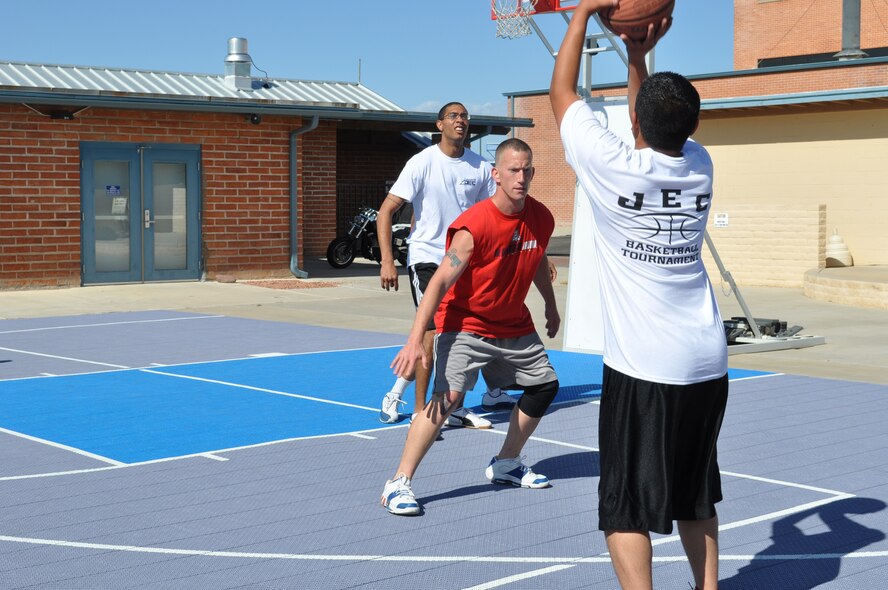 The 162nd Fighter Wing’s Junior Enlisted Council hosted its 2012 basketball tournament April 15 at Tucson International Airport. (U.S. Air Force photo/Capt. Tricia Pacheco)