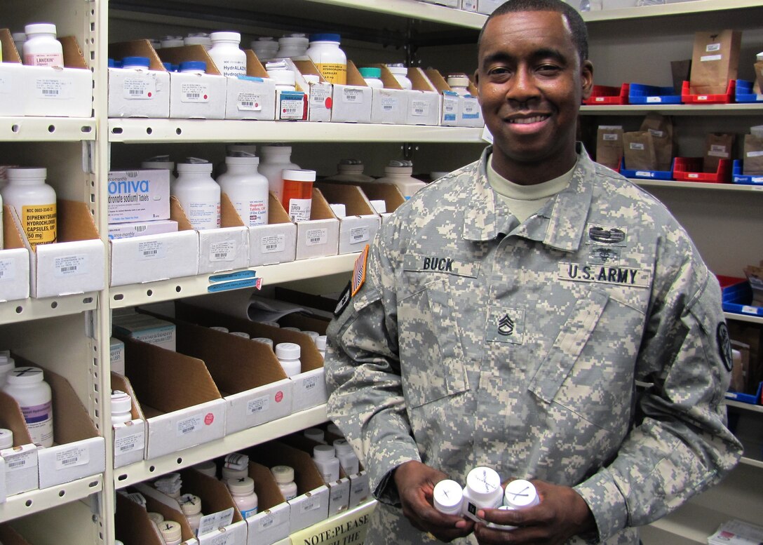 U.S. Army Sgt. 1st Class Taurus Buck, the McDonald Army Health Center Pharmacy Services NCOIC, among others, will be on-hand at the 2012 National Prescription Drug Take-Back Day event, scheduled April 28 at the Fort Eustis Exchange from 10 a.m. to 2 p.m. Congress passed legislation amending the Controlled Substances Act to allow the DEA to develop a more permanent process for people to safely and conveniently dispose of their prescription drugs, resulting in take-back sites being made available throughout the country in all 50 states and U.S. territories. (U.S. Army photo by Marlon J. Martin/Released)