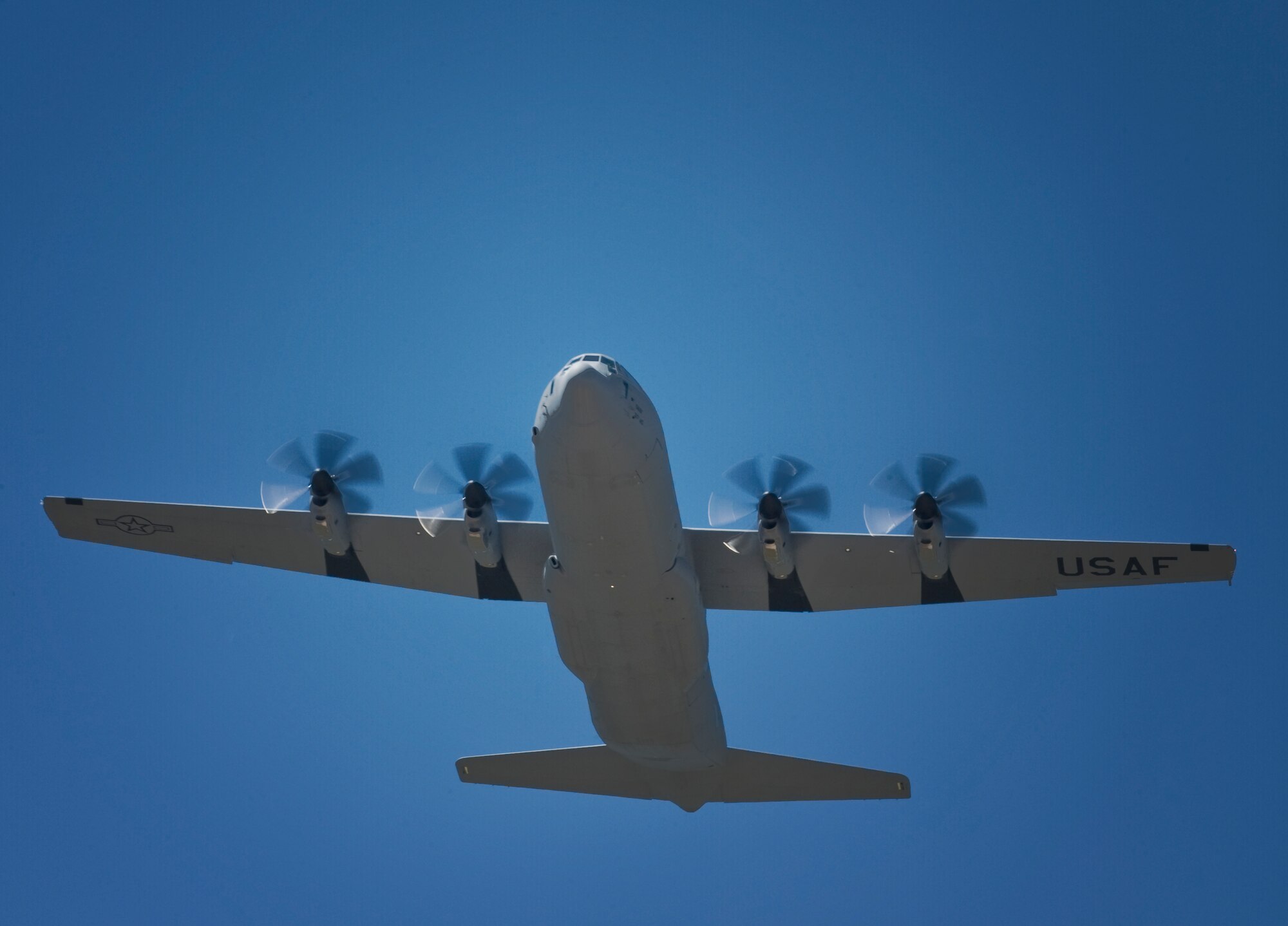 A new C-130J flies into Dyess Air Force Base, Texas, April 18, 2012. The aircraft is the 18th of 28 to be delivered to Dyess, replacing the legacy fleet of the C-130 Hercules model. (U.S. Air Force photo by Airman 1st Class Jonathan Stefanko/ Released)